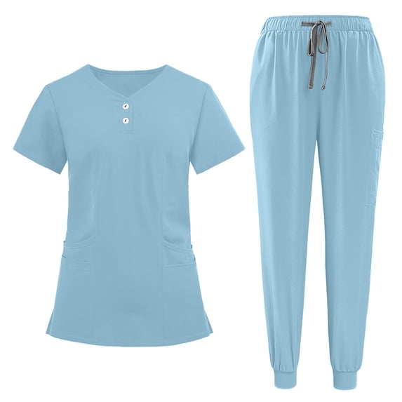 LEWKW Women's 2 Piece Outfits Short Sleeve Button Henley Top & Joggers Pants Sets Casual Summer Loungewear Comfy Matching Soft Tracksuits with Pockets