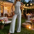thumbnail image 1 of LEWKW Women's Pleated 2 Piece Outfits Sleeveless Mock Neck Top & Wide Leg Pants Plisse Sets Elegant Summer Beach Vacation Casual Party Soft Clubwear, 1 of 5