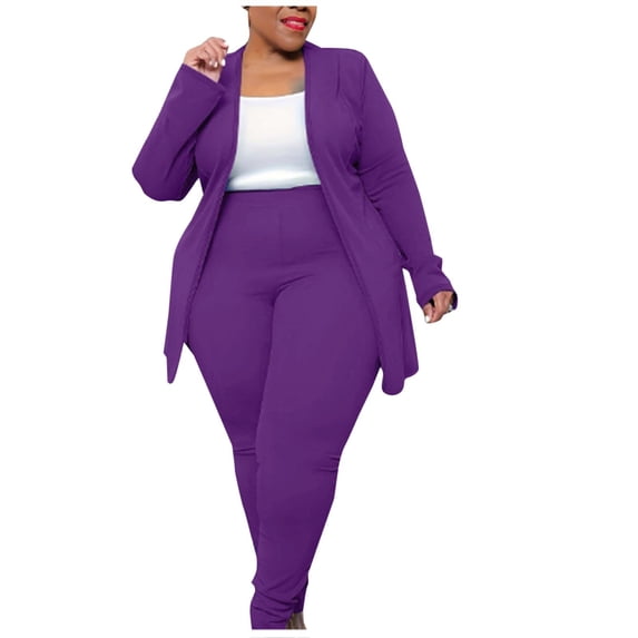 LEWKW Womens 2 Piece Business Sets Long Sleeve Open Front Blazer Jacket & Slim Pants Outfits Casual Work Office Wear Elegant formal Matching Suits
