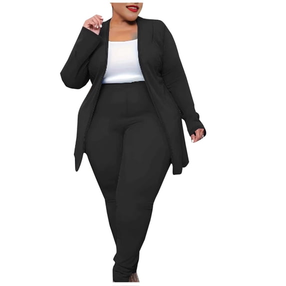 LEWKW Womens 2 Piece Business Sets Long Sleeve Open Front Blazer Jacket & Slim Pants Outfits Casual Work Office Wear Elegant formal Matching Suits