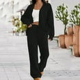 thumbnail image 1 of LEWKW Womens 2 Piece Cardigan Sets Long Sleeve Button Down V Neck Top And Wide Leg Pants Matching Sets Knit Ribbed Sweater Lounge Outfits Daily Wear, 1 of 9