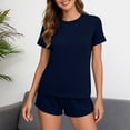 thumbnail image 1 of LEWKW Womens Ribbed 2 Piece Outfits Short Sleeve Crewneck Tee And Shorts Matching Sets Stretchy Knit Summer Lounge Sets Basic Casual Sporty, 1 of 9