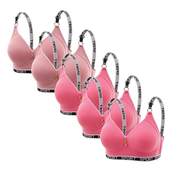 LEWKW Womens Sports Bra 5Pc High Impact Seamless Bras Soft Ribbed Yoga Bra Breathable Wirefree Comfort Support Running Fitness Gym Activewear Padded