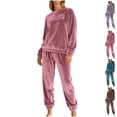 thumbnail image 1 of LEWKW Womens Velour Tracksuits 2 Piece Outfits Heart Embroidery Velvet Pullover & Joggers Sweat Suits Soft Warm Pajamas Sets Casual Winter Loungewear, 1 of 9
