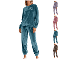 thumbnail image 1 of LEWKW Womens Velour Tracksuits 2 Piece Outfits Heart Embroidery Velvet Pullover & Joggers Sweat Suits Soft Warm Pajamas Sets Casual Winter Loungewear, 1 of 5