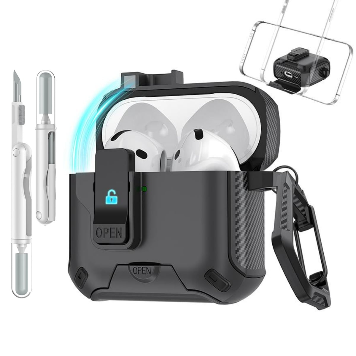 LEWOTE Kit de accesorios 8 en 1 compatible con Insta360 X3 [funda de cámara de silicona][funda de protección de doble lente][palo selfie][protector de pantalla][bolsa de transporte con mosquetón y