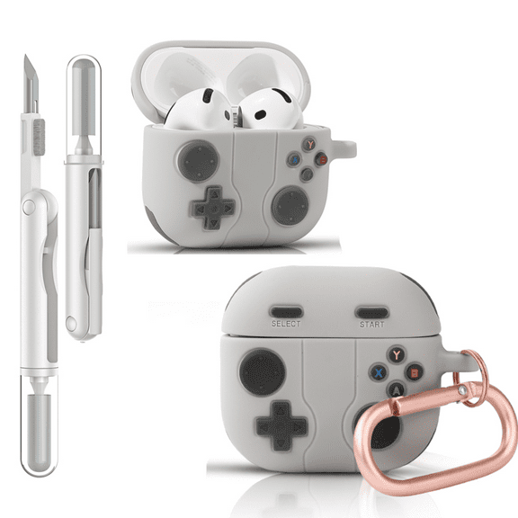 LEWOTE Silicone Case Compatible with Airpods 4 Generation Cute Cartoon Funny Case Cover with Cleaner Kit