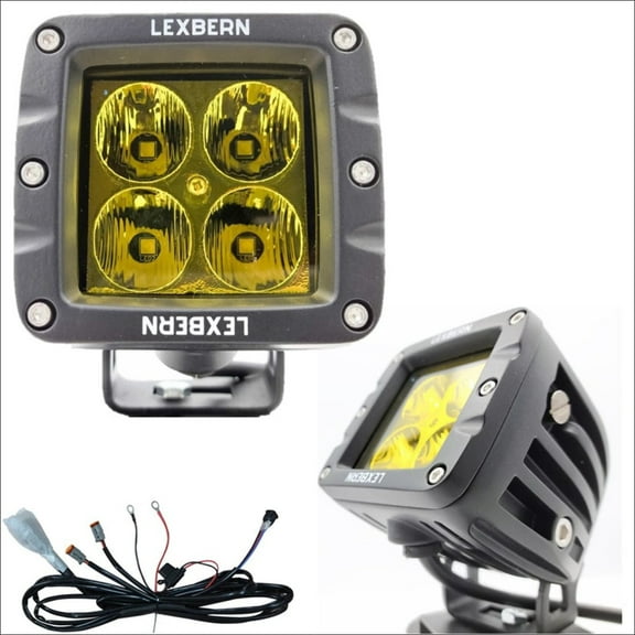 LEXBERN Yellow SPOT Beam 3 Inch Off Road Light Kit