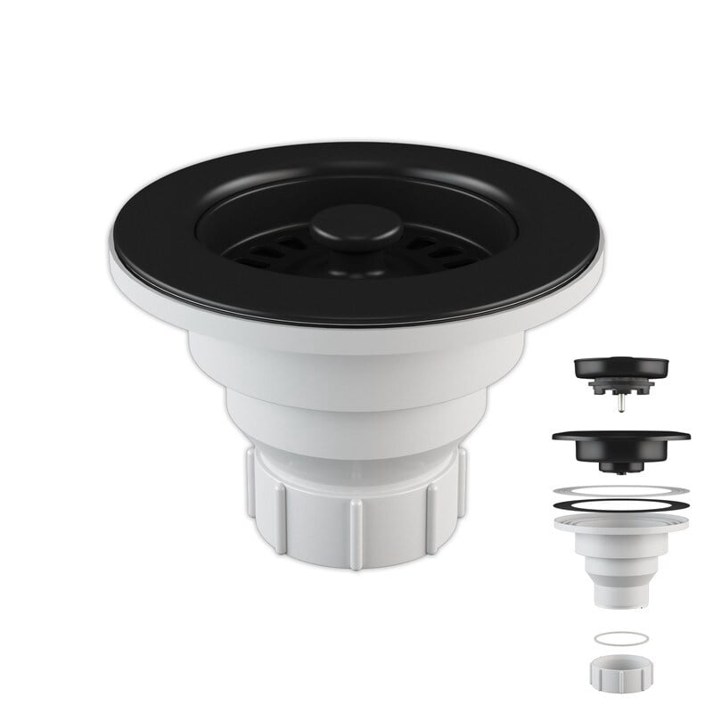 Lexicon Quartz Kitchen Sink Strainer with Decorative Matte Black Finish ...
