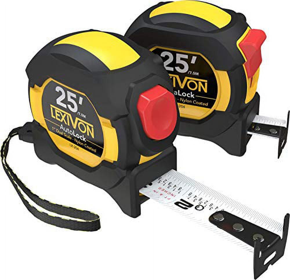 WORKPRO Auto-Lock Tape Measure 25 FT, Tape Measure with Fractions Eve