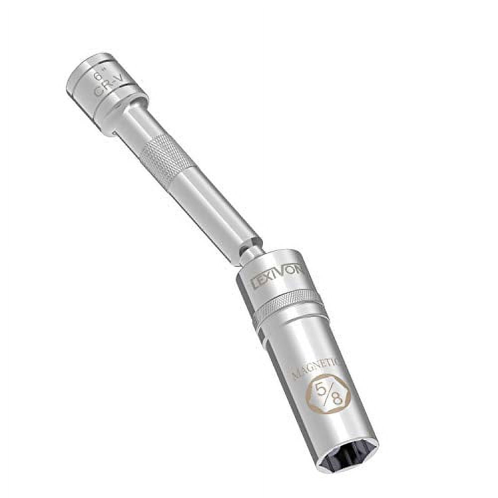 LEXIVON 5/8" Swivel Spark Plug Socket, 3/8" Drive x 6" Total