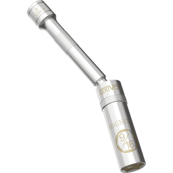 LEXIVON 9/16-Inch Spark Plug Swivel Socket, 3/8" Drive x 6" Total Length | Enhanced Magnetic Design with Thin Wall Socket, Cr-v Steel (LX-SSPS9166)