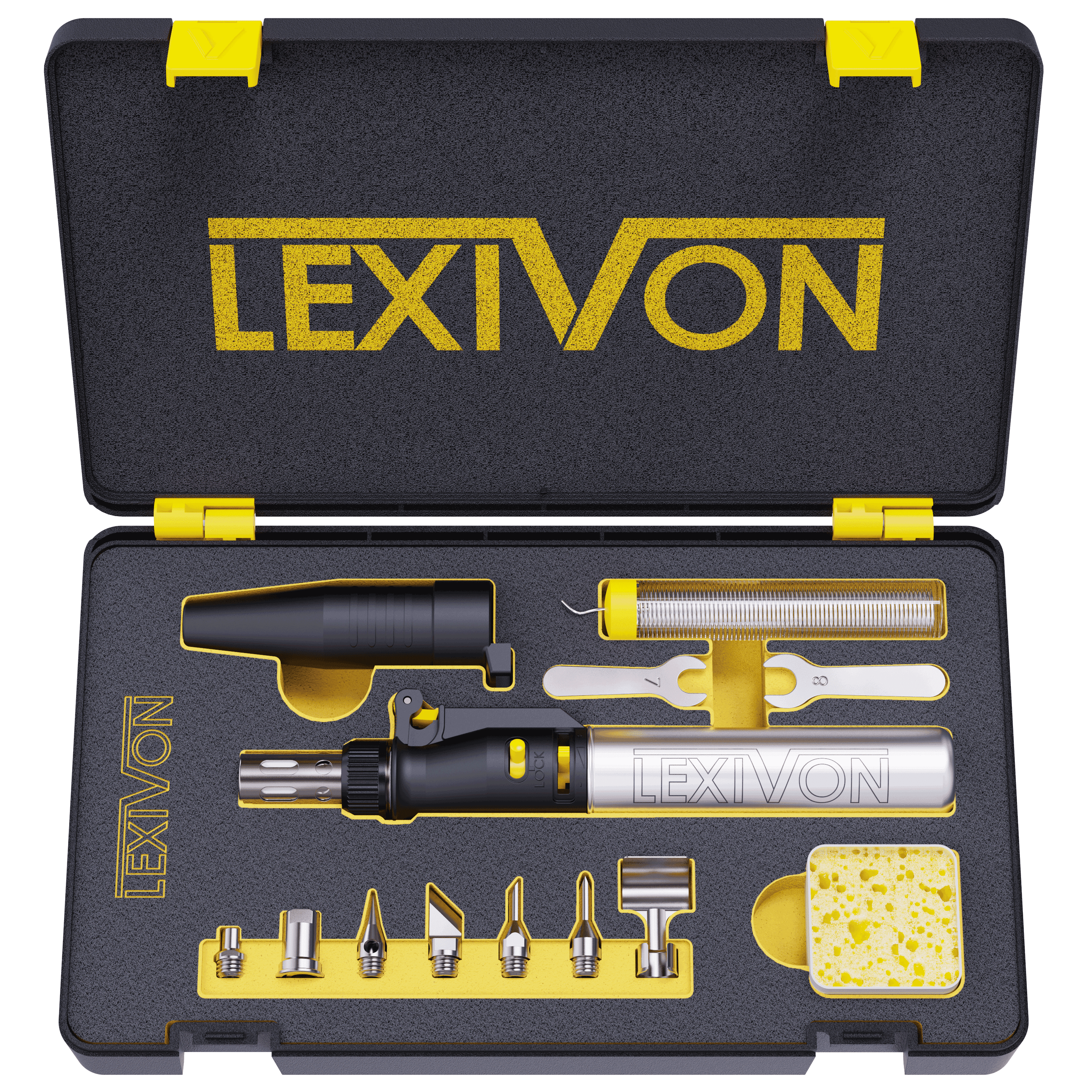 LEXIVON Cordless Soldering Iron Kit with 7 Tips, Adjustable Flame and Self-Igniting Trigger 125W