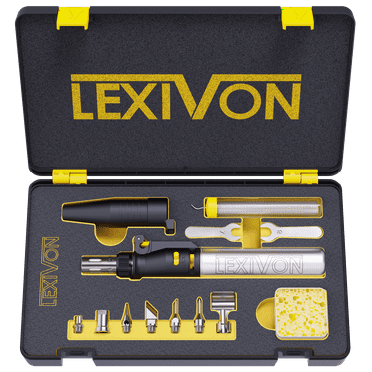 LEXIVON Cordless Soldering Iron Kit with 7 Tips, Adjustable Flame and Self-Igniting Trigger 125W