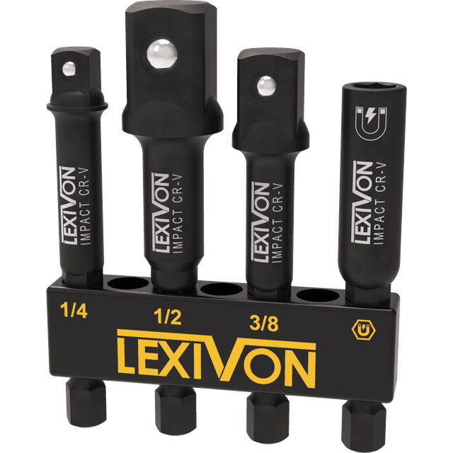 LEXIVON Impact Socket Adapter & Magnetic Bit Holder Set | 4 Pieces of 1 ...