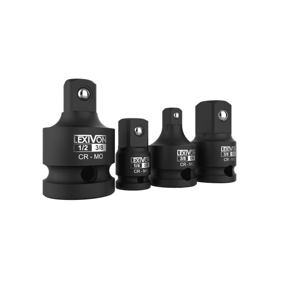 LEXIVON Impact Socket Adapter and Reducer 4-Piece Set | 1/4" - 3/8" - 1/2" Impact Driver Conversions, Chrome Molybdenum alloy steel (LX-112)