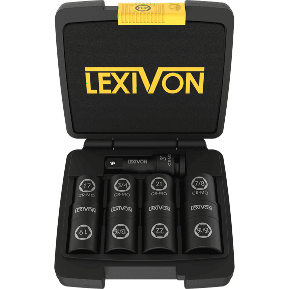 LEXIVON Lug Nut Impact Socket Set, 1/2-Inch Drive | Innovative 8-IN-4 Flip Socket Design, Covers Most Commonly Used Inch & Metric Wheel Nuts | Cr-Mo Steel = Full Impact Grade (LX-110)