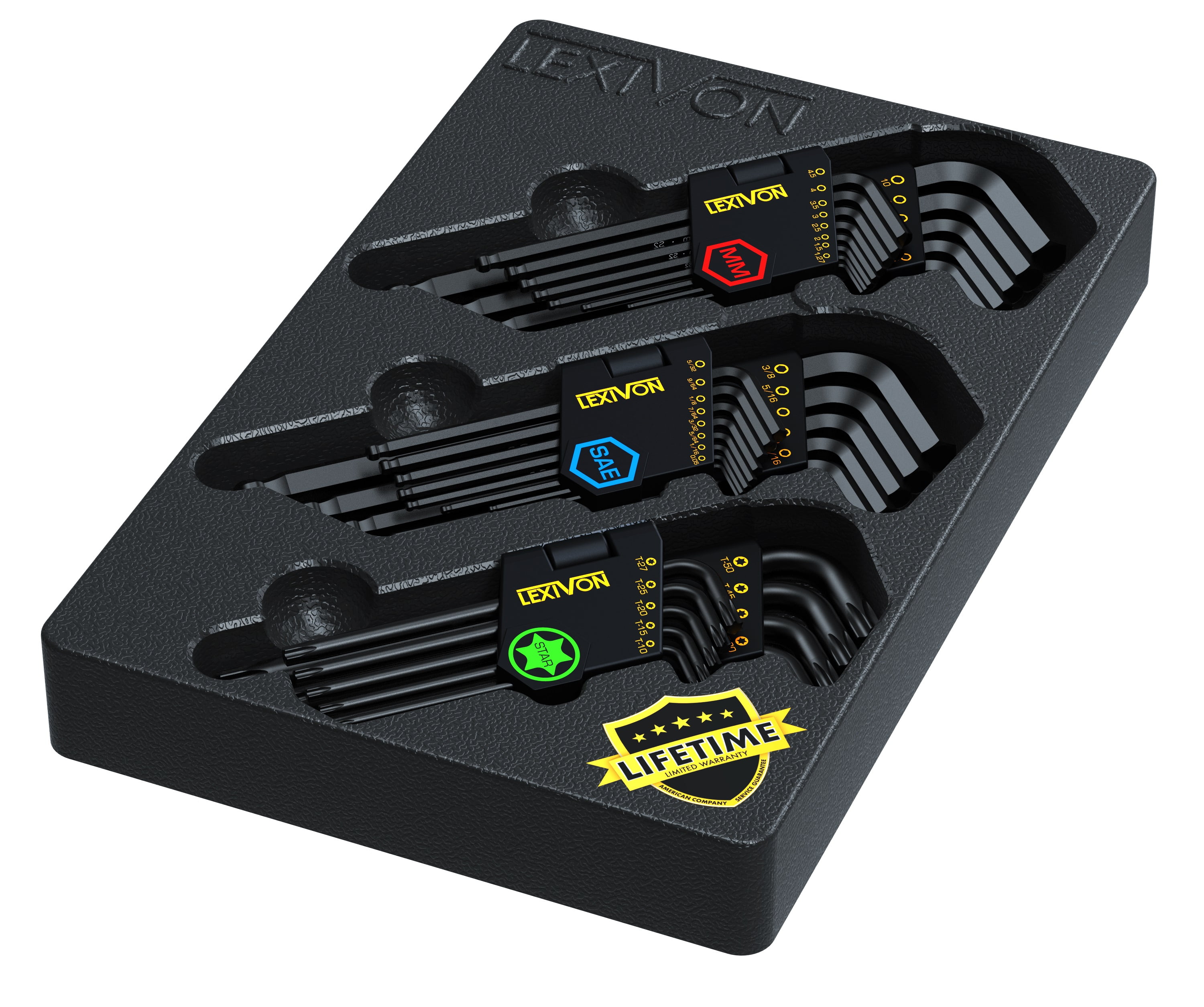 LEXIVON Master Wrench Key Set, 35Piece Long Arm Ball End Hex Keys 3