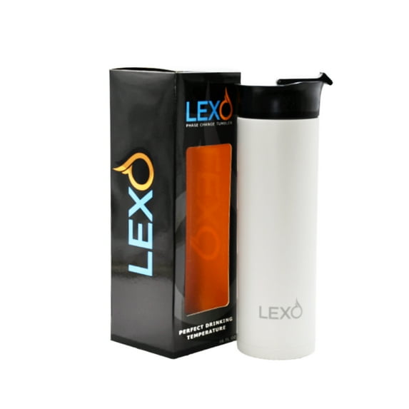 LEXO Temperature-Regulating 16 oz. Tumbler with Drink Now Technology Powder White