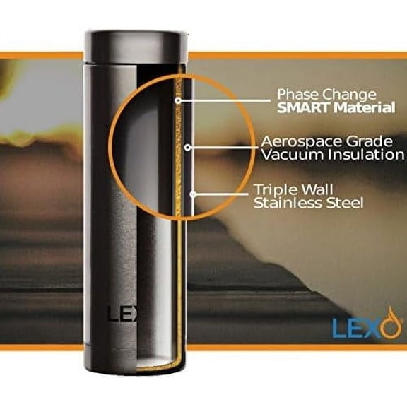 LEXO Temperature Regulating Smart Mug 16oz. - Stainless Steel - Flip Top Lid