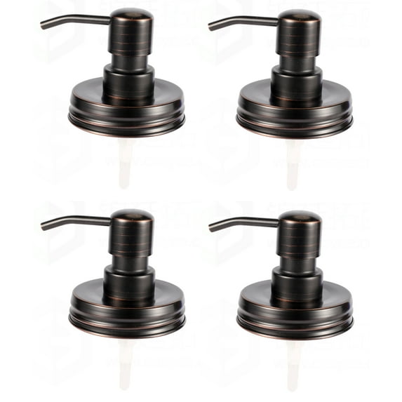 LEXON Oil Bronze Soap Dispenser Lids Stainless Steel Lotion Dispenser Pump Replacement for Mason Jar Bathroom Kitchen Extra Long Tubes Rustproof Pack 0f 4