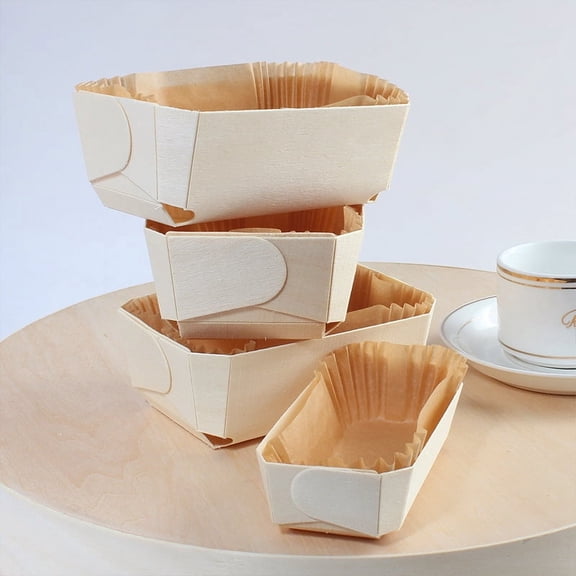 LEXSOMEO 1 Set Of Paper Baking Pans Bread Baking Paper Loaf Pan Bakery Pastry Holder Cake Baking Liners Muffin Paper Wrappers With Wooden Box