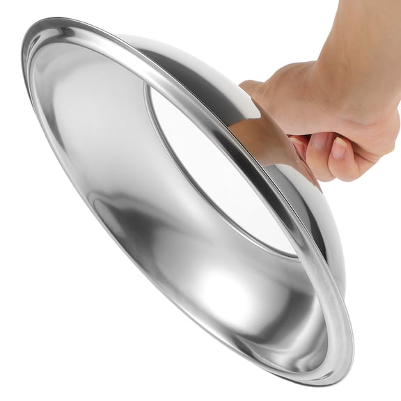 LEXSOMEO Stainless Steel Pot Lid Set with Wood Handle, Reusable Metal Cover, Multipurpose Cooking Pot Lid