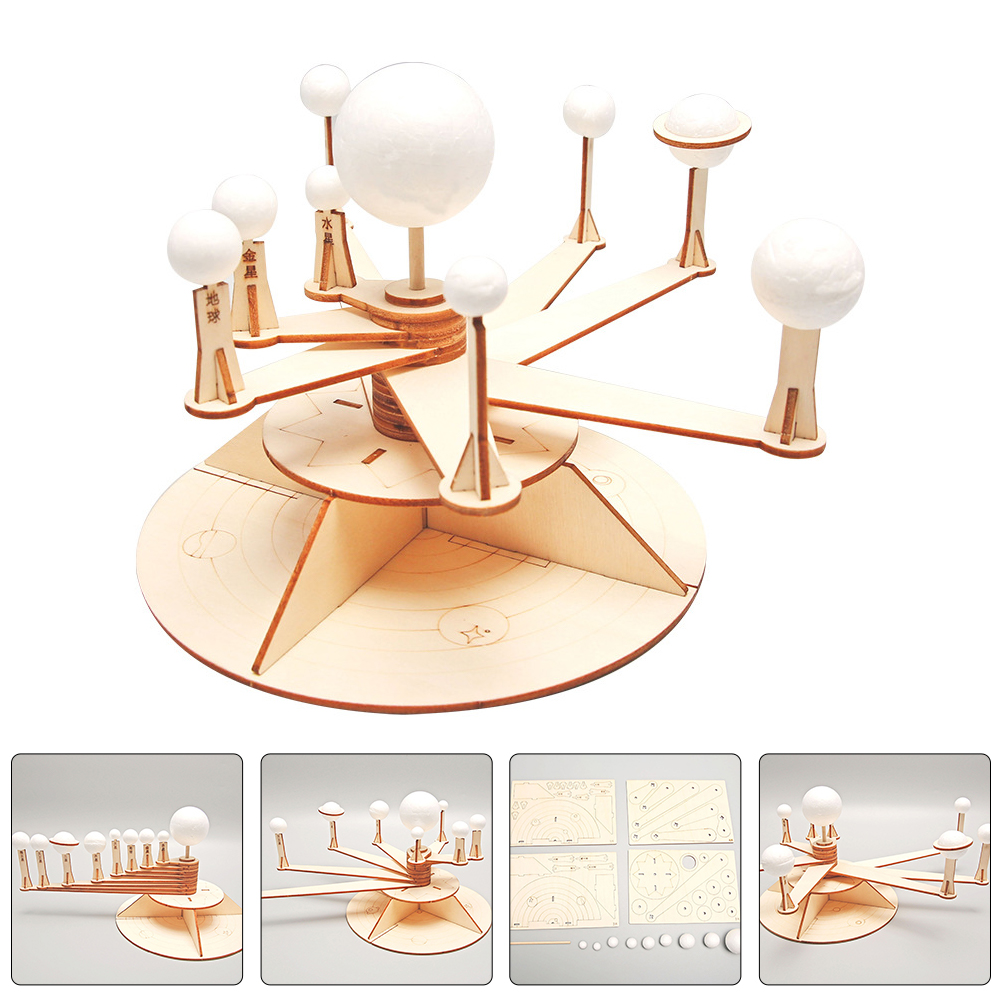 LEXSOMEO 1 Set Unfinished Solar System Model Wooden Three-dimensional DIY Solar System