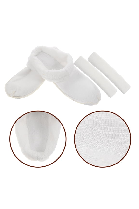 1 Set Winter Removable Plush Shoe Liners For shoes With Shoe Band Cover Thick Lined Cotton Slippers Warm And Cozy Inner Soles For Shoes And Boots White Size 30-31