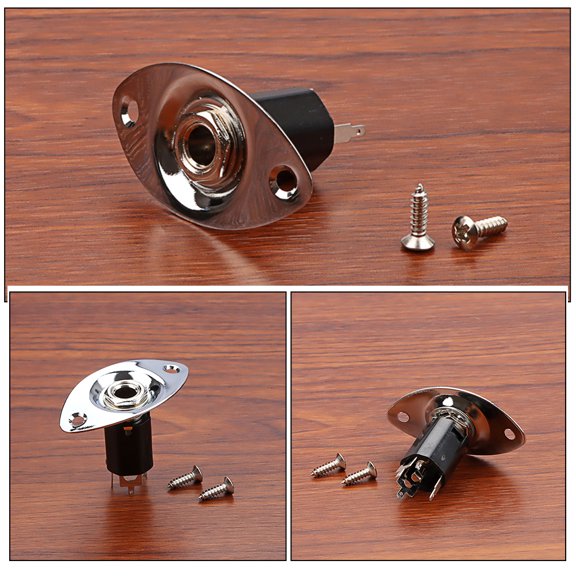 COOPHYA 1Set High Transfer Speed Black Metal Guitar End Pin Jack Socket Plate