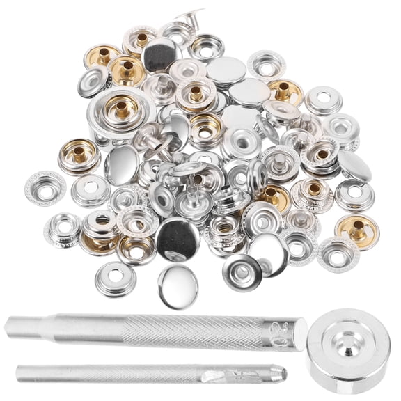 COOPHYA Silver No-Sew Snap Fasteners Stainless Steel for DIY Projects 1Set