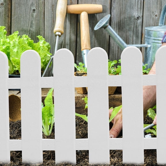 RENACLIPY White PVC Garden Border Fence for Yard and Lawn Decoration, Easy to Install, 1 Set