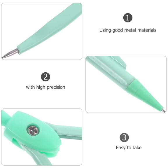 RENACLIPY Green Metal Math Compass Set for Students, Smooth , Drawing Tool