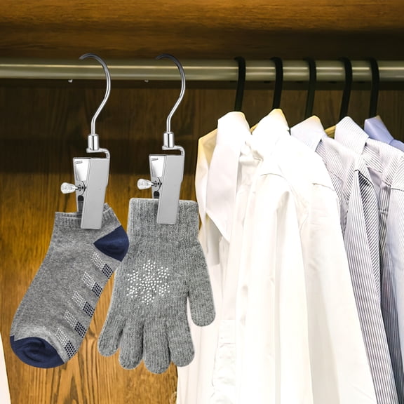 COOPHYA 10Pcs Closet Boot Hangers with Rotatable Plated Silver Clips Sturdy Metal Laundry Hooks