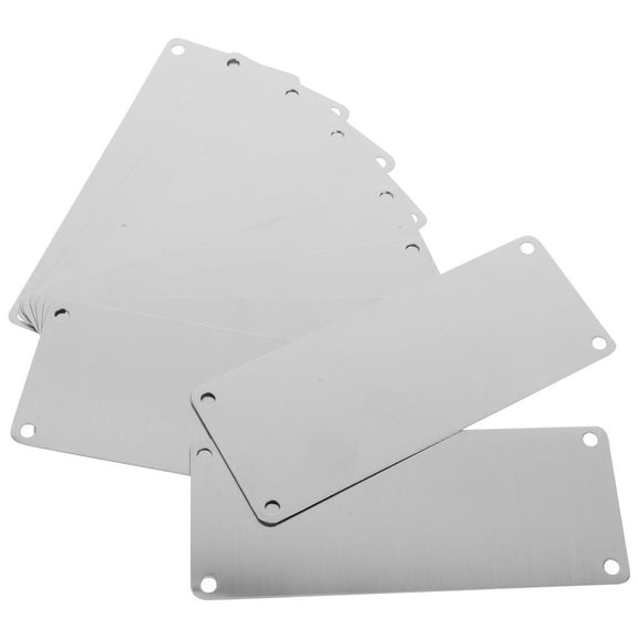 LEXSOMEO 10 Pcs Stainless Steel Blank Sign Rectangle Engraving Blanks with 4 Holes for DIY Name Plates Office Door Metal Blank Signs