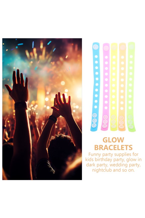 RENACLIPY Luminous PVC Bracelets Assorted Color for Decor and Party Supplies 10Pcs