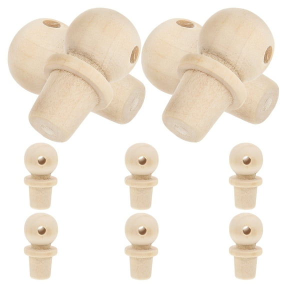 LEXSOMEO 10pcs Precision Wooden Cap For Bottles Diy Crafts Mini Wooden Finials Unfinished Wood Finials For Crafting Bottle Sealing Wood