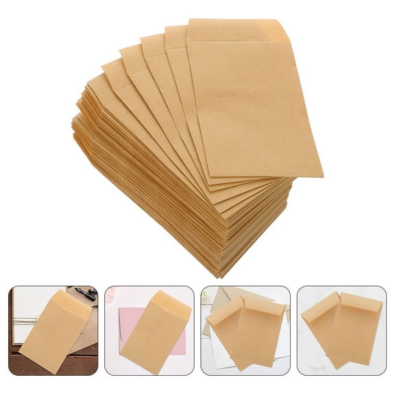 LEXSOMEO 120 pcs Small Envelopes Kraft Paper Envelopes Plants Seeds Envelopes Blank Storage Envelopes