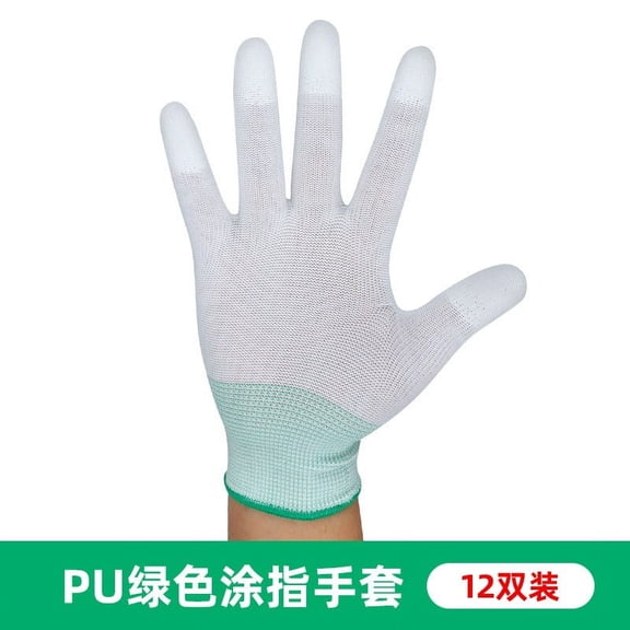 LEXSOMEO 12PCS Nylon Gloves Portable Gloves PU Coated Fingers Gloves Anti-Static Gloves for Mechanics Electricians and Computer Work