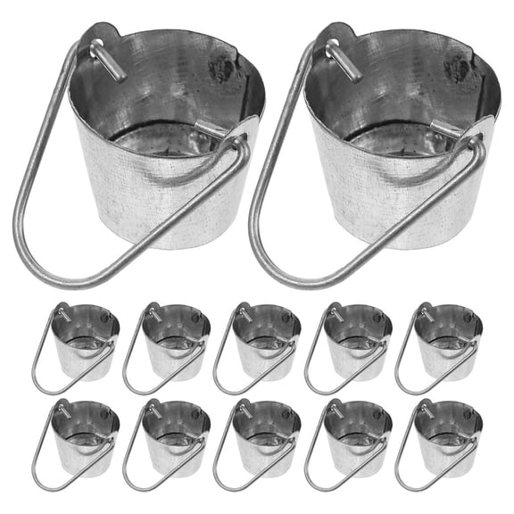 LEXSOMEO 12-Pack Miniature Iron Water Buckets for Dollhouse Decor, Garden Model Accessories, Small Decorative Buckets