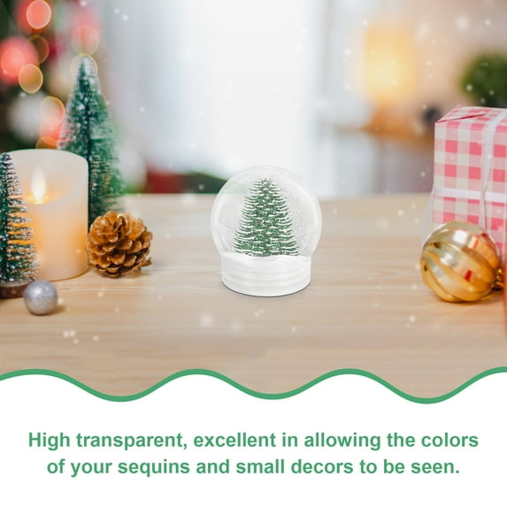 LEXSOMEO 12pcs Diy Snow Globe Clear Plastic Water Globes With Screw Off Cap Empty Fillable Globe Cookies Candy Jar For Christmas Xmas Crafts Projects