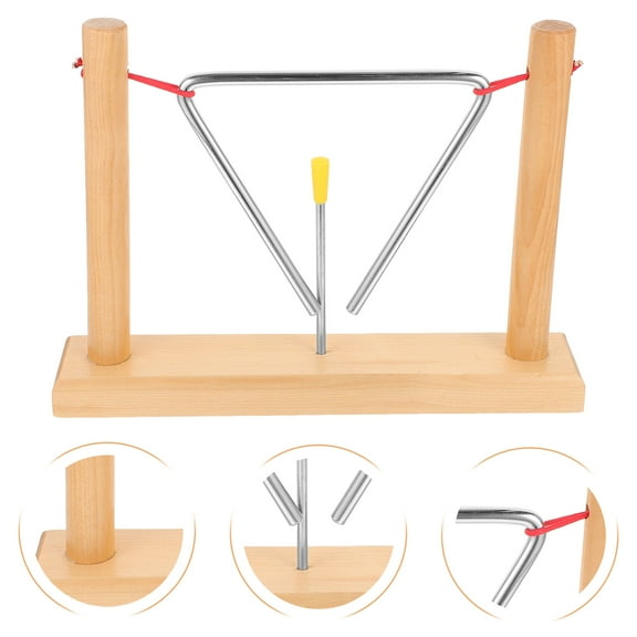 LEXSOMEO 2 Sets Triangle Musical Instruments Metal Triangle Bell Percussion Instrument with Strikers and Wooden Stands