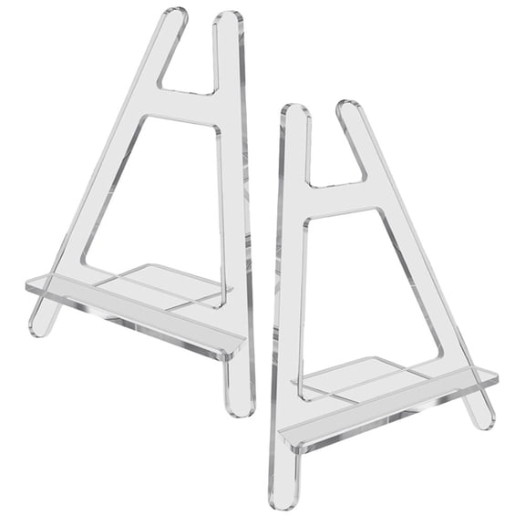 RENACLIPY Acrylic Easel Display Stand for Tabletop, 2-Pack Clear Holder for Photos, Signs, and Artwork