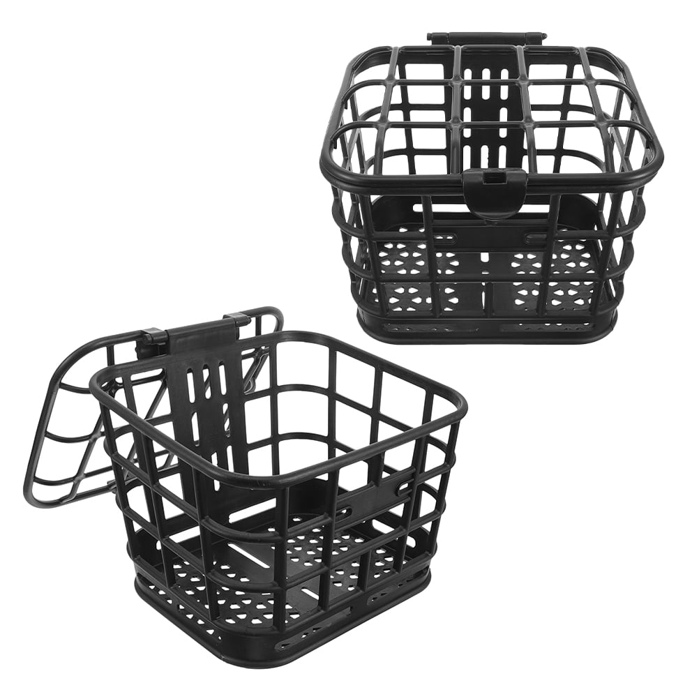 RENACLIPY 2Pcs Front Bike Basket Plastic Handlebar Storage Basket Black Sturdy