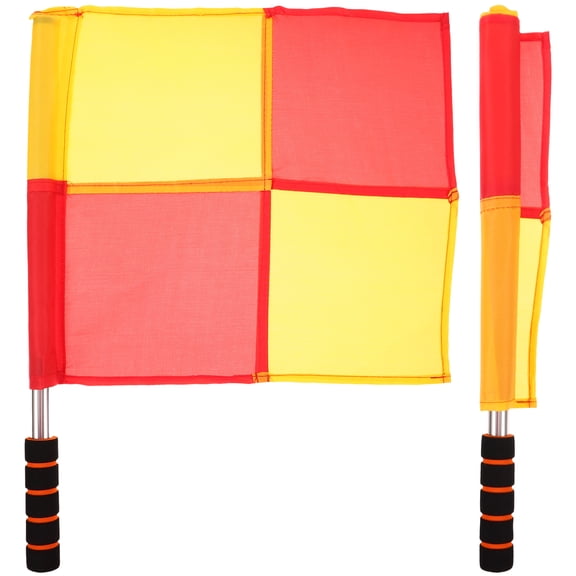 RENACLIPY 2Pcs Soccer Referee Flags with Stainless Steel Handles Lightweight Outdoor Competition Signal Flags
