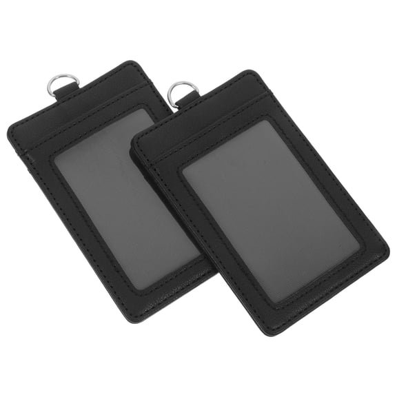 COOPHYA 2-Pack Clear Vertical Name Badge Holders with Sleeve for Office, Work, and Event Use