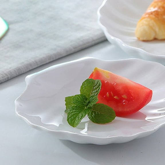 LEXSOMEO 2pcs Ceramic Food Dish Decorative Pasta Serving Plate Dinner Plate Reusable Ceramic Tray Shell Shape Plate