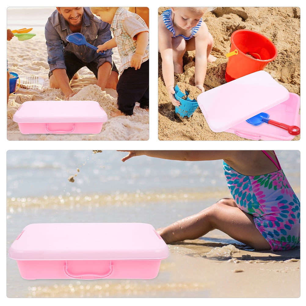 LEXSOMEO 2pcs Handheld Sandbox Sand Tray with Lid Portable Sandbox Kids Toy Storage Box