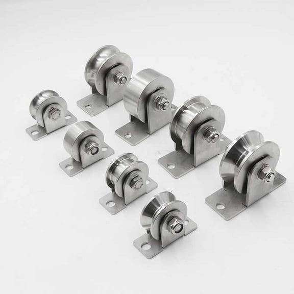 RENACLIPY Stainless Steel Sliding Door Pulley Wheels, Wall-Mounted Hardware Replacement Rollers, 2-Pack for Smooth