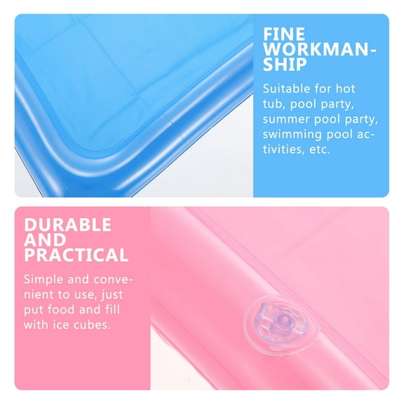 LEXSOMEO 2pcs Inflatable Floating Ice Tray Pool Party Supply Swimming Pool Drink Holder Inflatable Ice Bar Floating Ice Tray BBQ Tray Blow up Ice Serving Bar